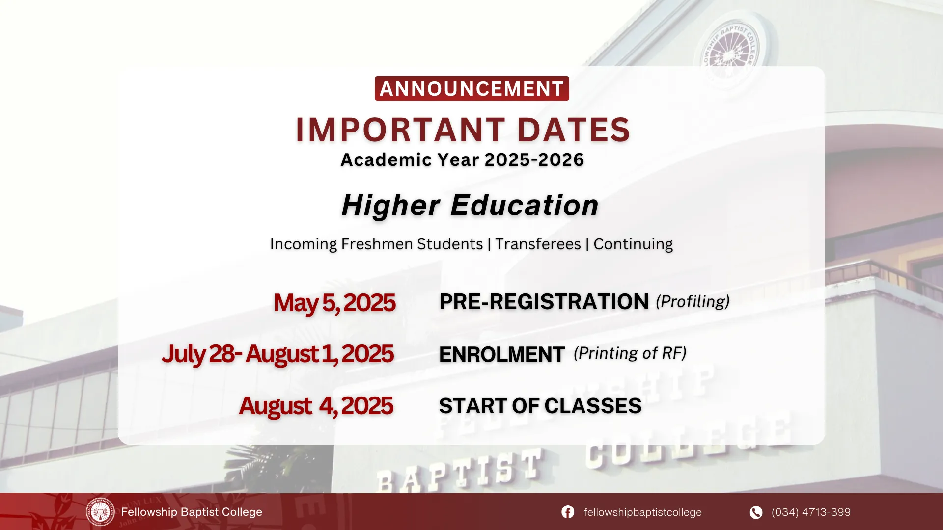Important Dates